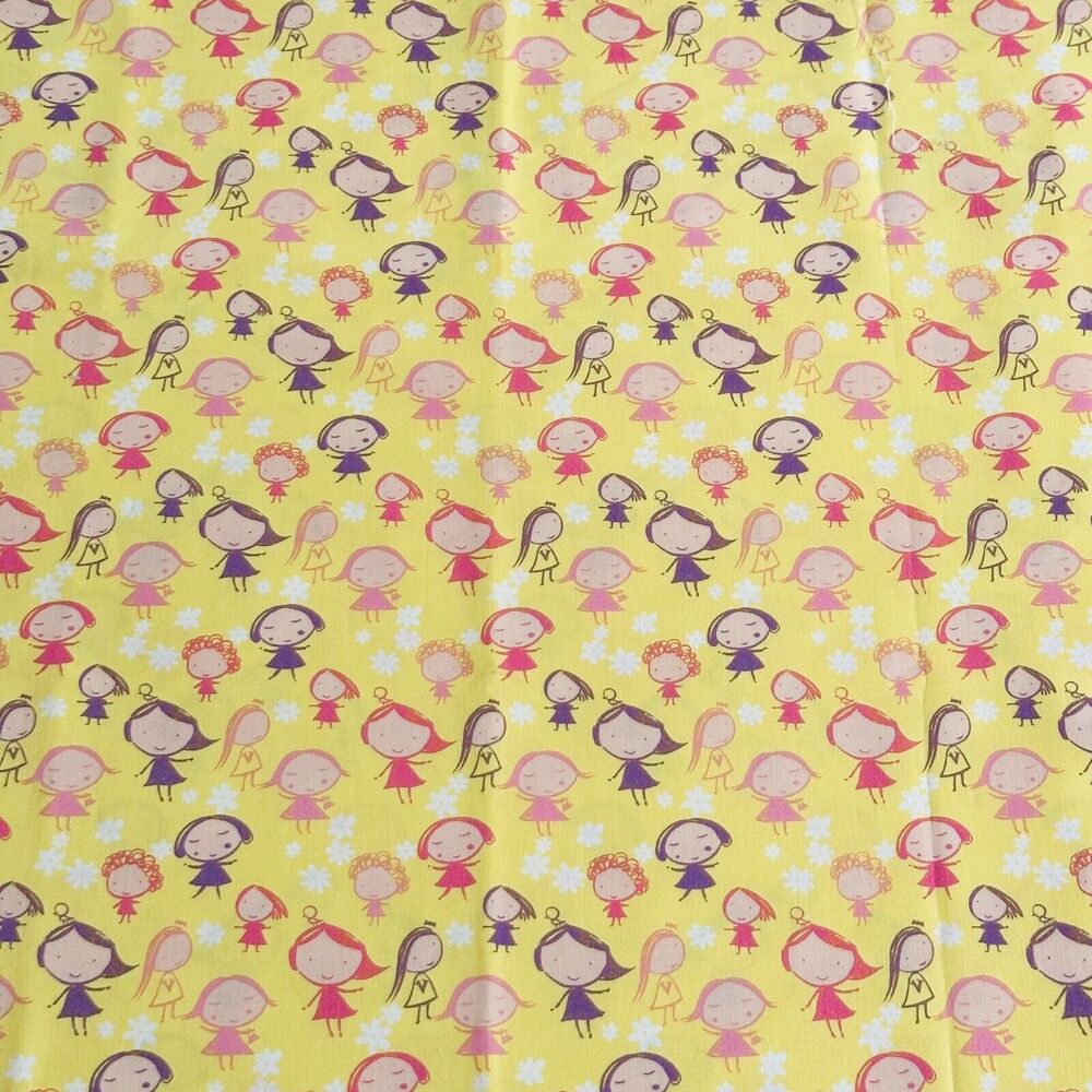 Free Spirit Fabric Flowers and Girls Fabric Quilting Cotton 25"x45" Remnant